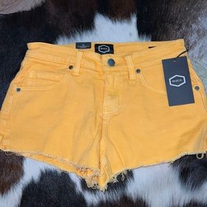 Yellow RVCA Cut Off Shorts